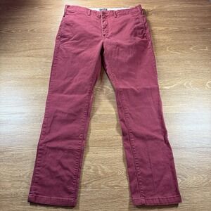 Levi's Men's Straight Leg Pants Burgundy Wine Red Cotton W33 L30